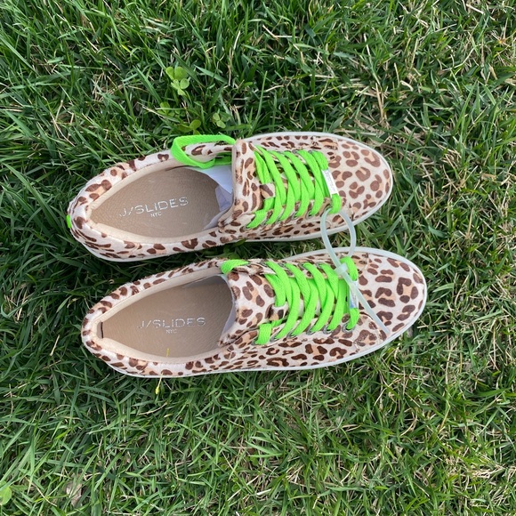 Jslide NYC NEON HIPPIE CALF SKIN WEDGE SNEAKERS SIZE 7New - Picture 5 of 10